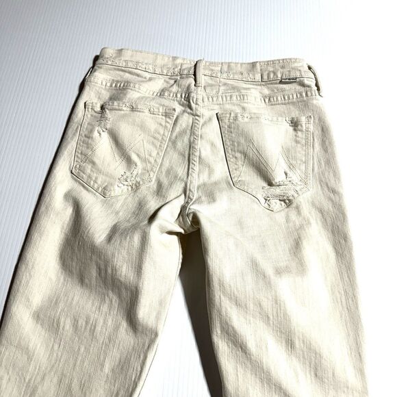 Mother Superior Jeans The Flirt Chew Unnatural Acts Cream Distressed Size 26 - Picture 9 of 12